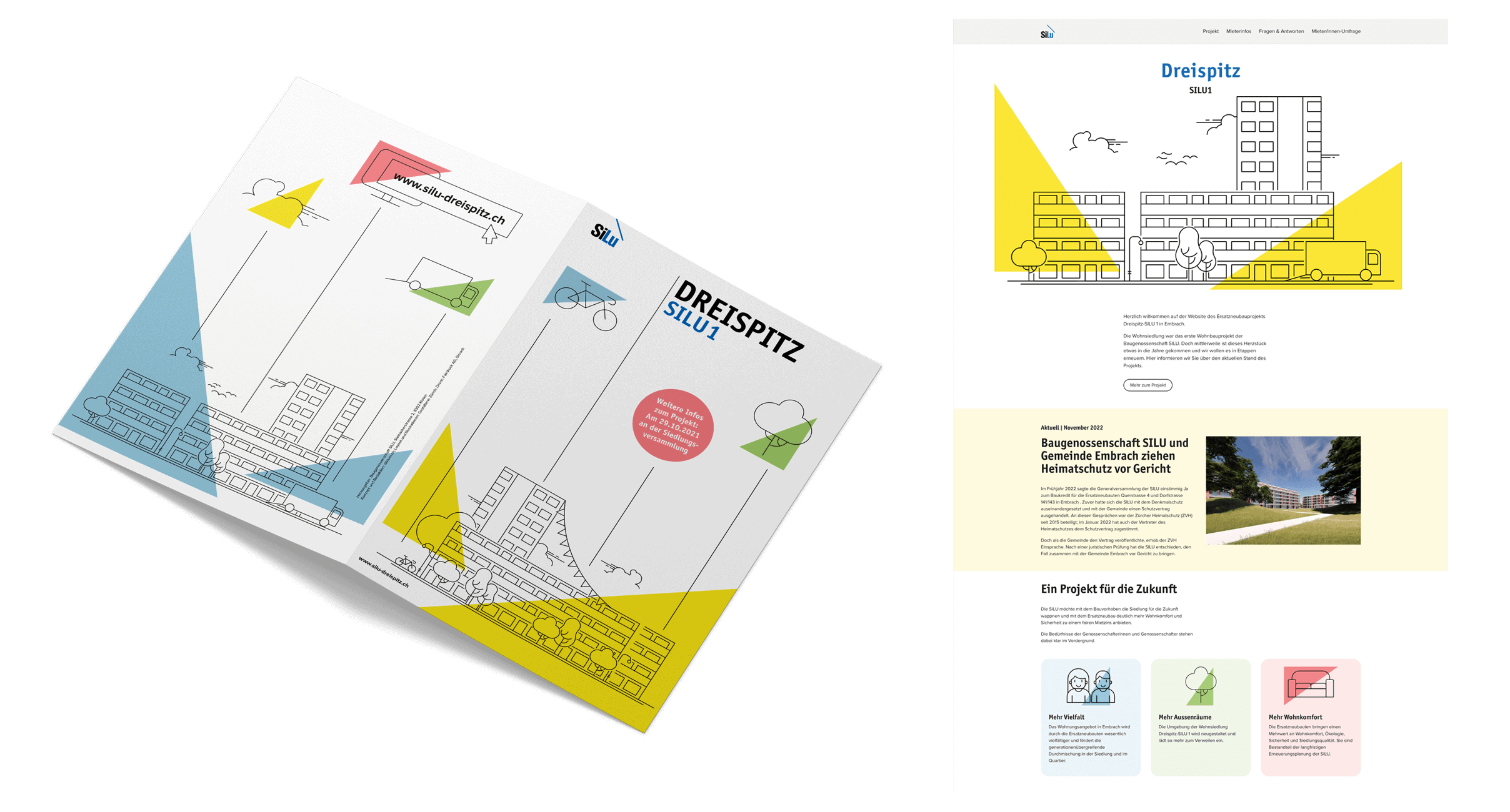 Flyer und Microsite mit Inofrmationen zum Bauprojekt der SILU